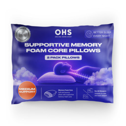 OHS 2 Pack Memory Foam Core Pillows - White