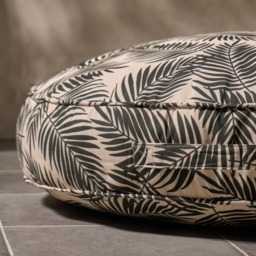 OHS Indoor/Outdoor Round Palm Leaf Print Filled Cushion - Monochrome - thumbnail 3