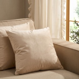 OHS Matte Velvet Cushion Covers, Natural - 55 x 55cm - thumbnail 1