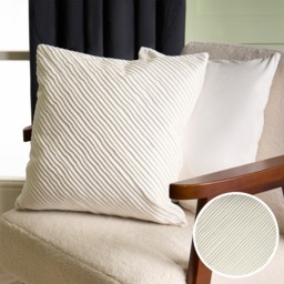 OHS 2 Pack Pleated Velvet Cushion Covers, Cream - 45 x 45cm - thumbnail 1