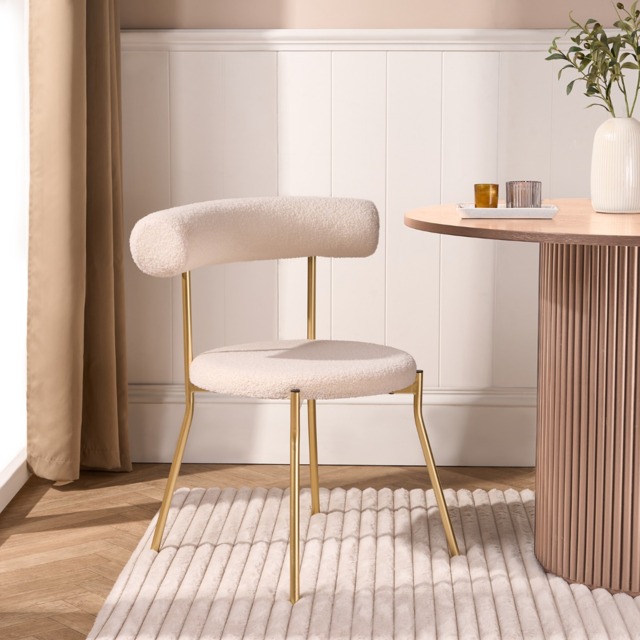 OHS Boucle Dining Chair - Cream/Gold - image 1