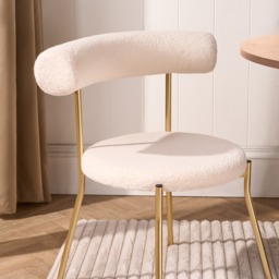 OHS Boucle Dining Chair - Cream/Gold - thumbnail 2