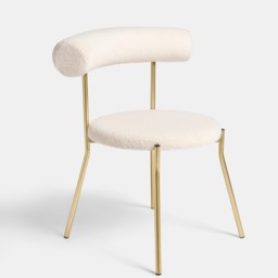 OHS Boucle Dining Chair - Cream/Gold - thumbnail 4