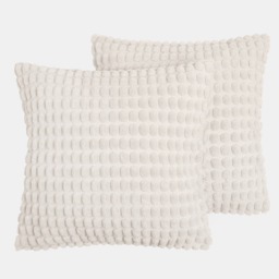 OHS 2 Pack Bobble Textured Cushion Covers, 45 x 45cm - Cream - thumbnail 5