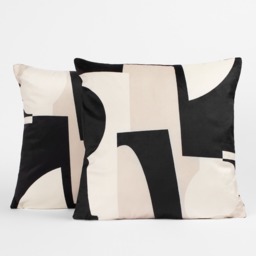 OHS Abstract Print Cushion Covers - Black & Neutral - thumbnail 2