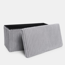 OHS Ribbed Foldable Rectangle Storage Ottoman - Grey - thumbnail 4