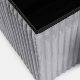 OHS Ribbed Foldable Rectangle Storage Ottoman - Grey - thumbnail 5