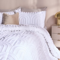 OHS Tufted Arches Quilted Coverless 7.5 Tog Duvet Set, White - King - thumbnail 3