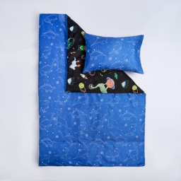 OHS Kids Space Dinosaur Print Reversible Duvet Cover Set, Black/Blue - Double - thumbnail 2
