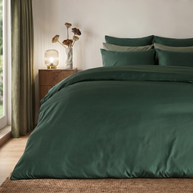 OHS Plain Duvet Cover Set, Forest Green - King - image 1