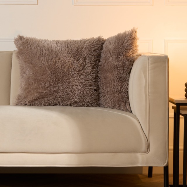OHS 2 Pack Fluffy Cushion Covers - Natural - image 1