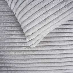 OHS Ribbed Faux Fur Duvet Set, Silver - Superking - thumbnail 4