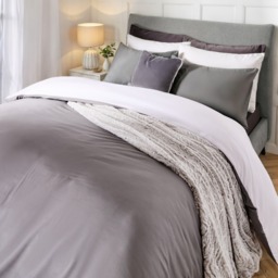 OHS Reversible Duvet Cover Set, White Grey - King - thumbnail 4