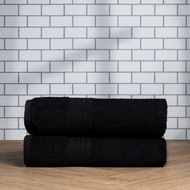 OHS 100% Cotton 2 Jumbo Bath Sheets - Black - image 1