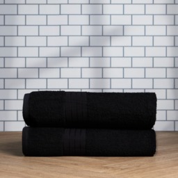 OHS 100% Cotton 2 Jumbo Bath Sheets - Black - thumbnail 1