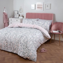 OHS Dalmatian Spots Print Duvet Cover Set, Blush/Grey - Single