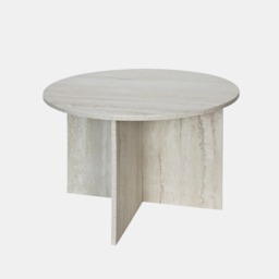 OHS Round Travertine Effect Coffee Table - Natural - thumbnail 3