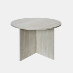 OHS Round Travertine Effect Coffee Table - Natural - thumbnail 2