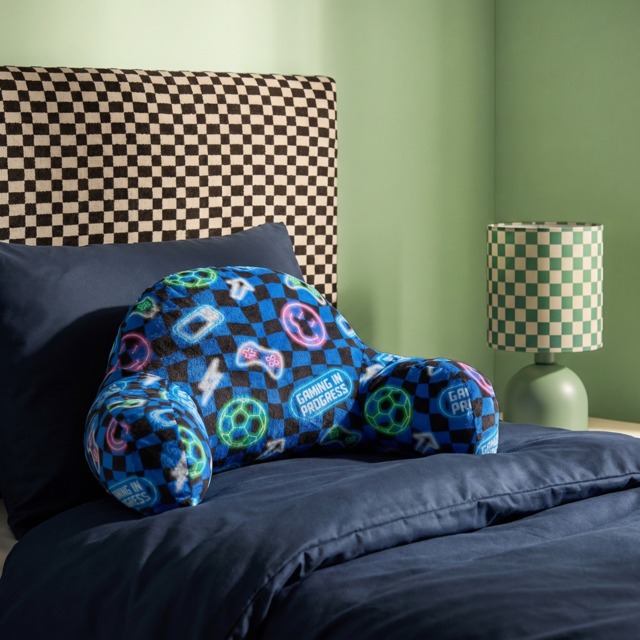 OHS Kids Gaming Checkerboard Print Cuddle Cushion - Blue - image 1