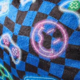 OHS Kids Gaming Checkerboard Print Cuddle Cushion - Blue - thumbnail 5