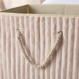 OHS Ribbed Faux Fur Foldable Laundry Basket - Cream - thumbnail 4