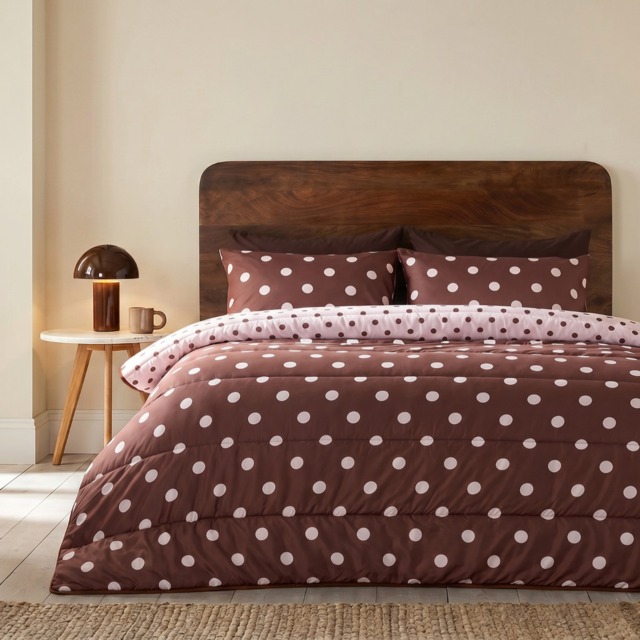 OHS Polka Dot 10.5 Tog Reversible Coverless Set, Natural/Ivory - Double - image 1
