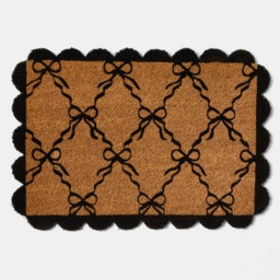 OHS Bow Print Scallop Edge Coir Mat - Brown/Black - thumbnail 3