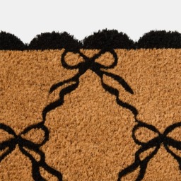 OHS Bow Print Scallop Edge Coir Mat - Brown/Black - thumbnail 5