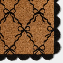 OHS Bow Print Scallop Edge Coir Mat - Brown/Black - thumbnail 4