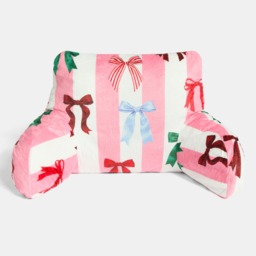 OHS Multi Bow Stripe Cuddle Cushion - Pink/White - thumbnail 4