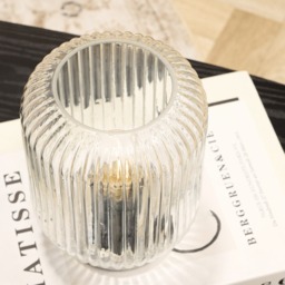 OHS Glass Battery Operated Table Lamp - Clear/Silver - thumbnail 2