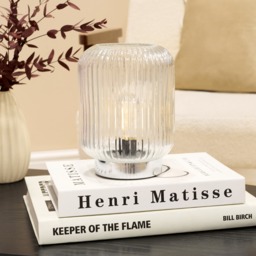 OHS Glass Battery Operated Table Lamp - Clear/Silver - thumbnail 1
