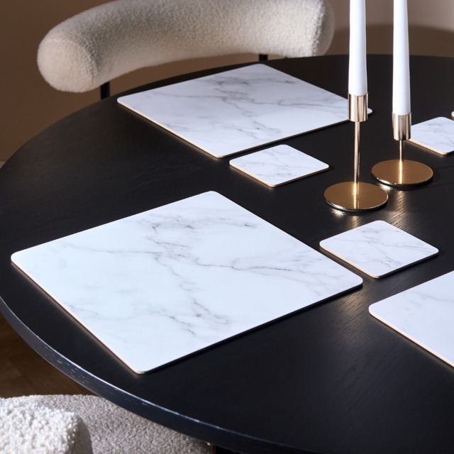 OHS Place Mats and Coaster Set, 4 Pack - White Marble - image 1