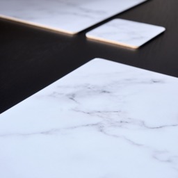 OHS Place Mats and Coaster Set, 4 Pack - White Marble - thumbnail 3