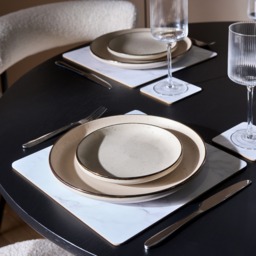 OHS Place Mats and Coaster Set, 4 Pack - White Marble - thumbnail 2