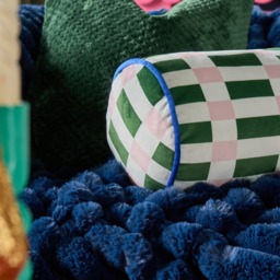 OHS Geometric Print Bolster Pillow - Green/Pink - thumbnail 2