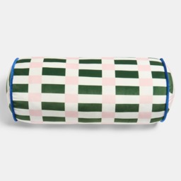 OHS Geometric Print Bolster Pillow - Green/Pink - thumbnail 3