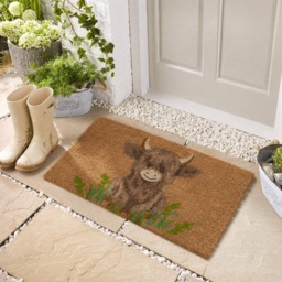 OHS Harry The Highland Cow Print Coir Mat - Brown - thumbnail 1