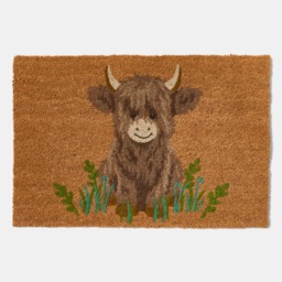 OHS Harry The Highland Cow Print Coir Mat - Brown - thumbnail 2