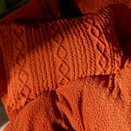 OHS Cable Knit Fleece Duvet Cover Set, Rust - Double - thumbnail 5