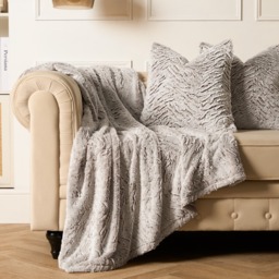OHS Faux Fur Two Tone Cushion Covers - Natural