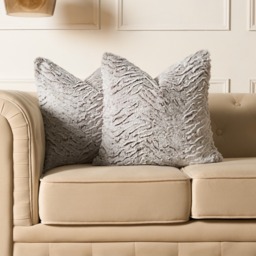 OHS Faux Fur Two Tone Cushion Covers - Natural - thumbnail 2