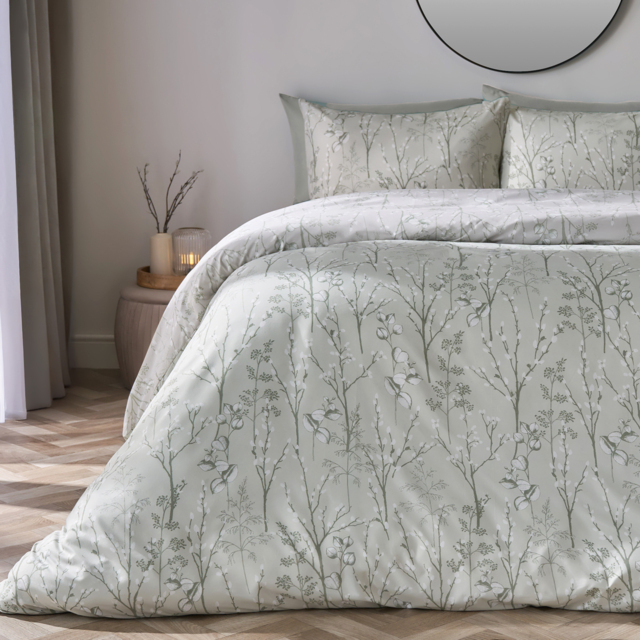 OHS Willow Branch Reversible Duvet Cover Set, Sage - Single - image 1