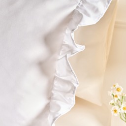 OHS Plain Dyed Frill Edge Pillowcases - White - thumbnail 2