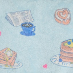 OHS Breakfast Print Ultra Soft Throw - Blue - thumbnail 3