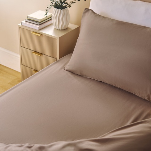 OHS Plain Dyed Fitted Sheet, Natural - King - image 1