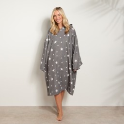 OHS Adult Towel Poncho Star Print - Charcoal Grey - thumbnail 3