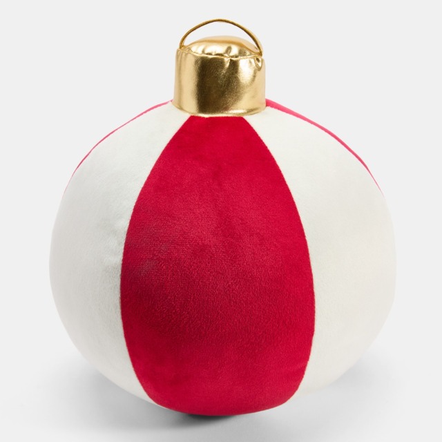OHS Bauble Shaped Cushion - Red/White - image 1