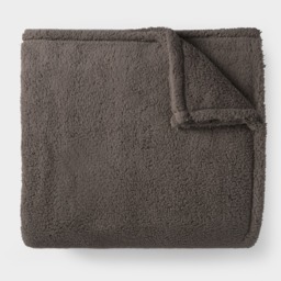 OHS Teddy Fleece Throw, Dark Grey - 150 x 200cm - thumbnail 4