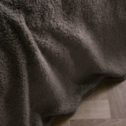 OHS Teddy Fleece Throw, Dark Grey - 150 x 200cm - thumbnail 2